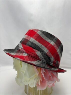 777 Lucky Unisex Black and Red Plaid Fedora #513